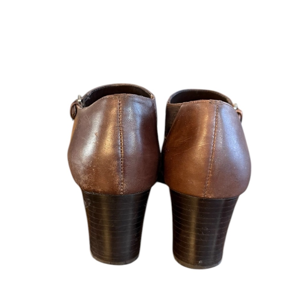 Brighton Turner Brown Leather Slip-on Heels with Woven Texture Women’s Size 9 M - Picture 2 of 8